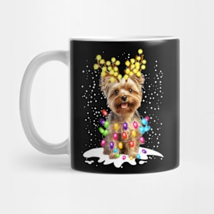 Merry Christmas Lights Santa Yorkshire Terrier Dog Lover Yorkie Mug